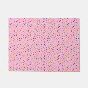 Felpudo Llamaradas de Arcoíris Confeti Colorido Rosa Claro