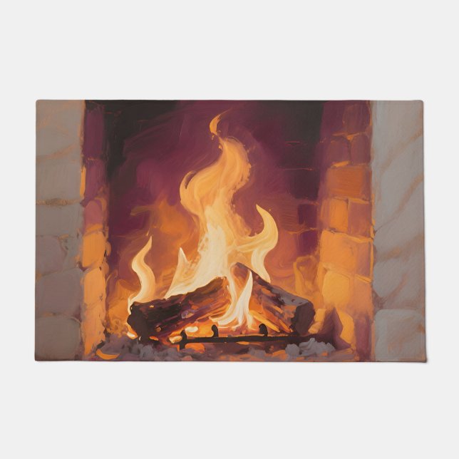 Felpudo Llamas de chimenea acogedoras (Anverso)