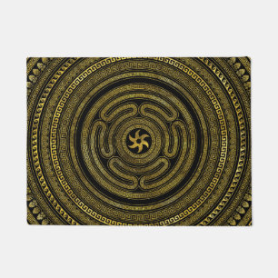 Felpudo Llanta de Hecate Llave Griega Negra y Oro