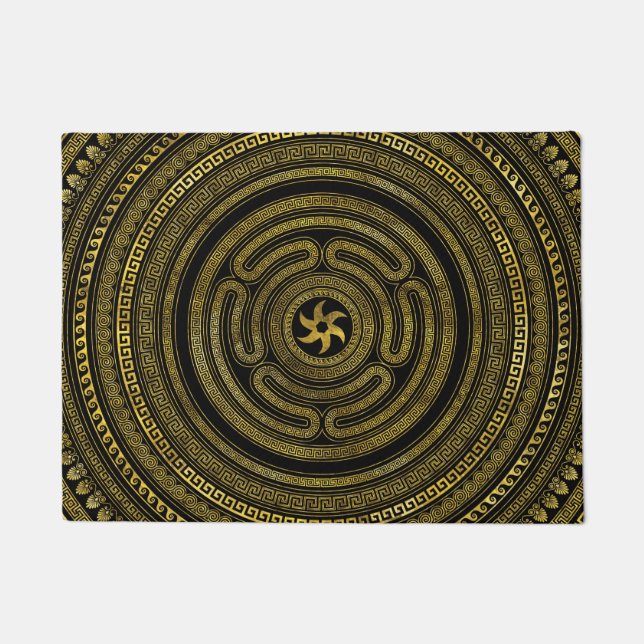 Felpudo Llanta de Hecate Llave Griega Negra y Oro (Anverso)