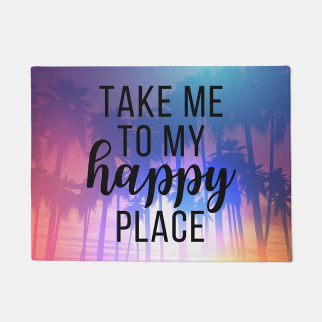 Felpudo Llévame A Mi Happy Place Boho Beach & Palm Trees (Anverso)