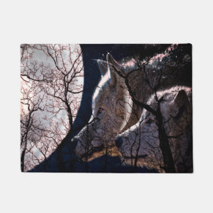 Felpudo Lobo abstracto de la estera de puerta del árbol