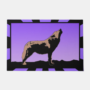 Felpudo Lobo al atardecer - Arte de vida salvaje original