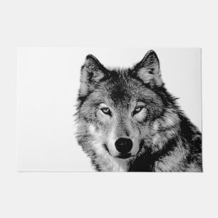 Felpudo Lobo blanco y negro
