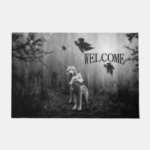 Felpudo Lobos Blanco y Negro nos Dan la Bienvenida