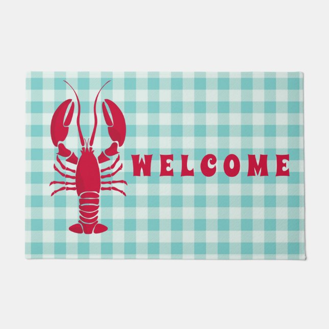 Felpudo Lobster en la bienvenida a Blue Gingham (Anverso)