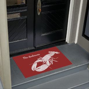 Felpudo Lobster rojo y blanco personalizado