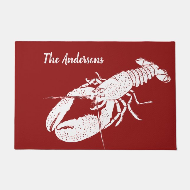 Felpudo Lobster rojo y blanco personalizado (Anverso)