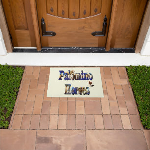 Felpudo Logo de la imagen de los caballos de Palomino,