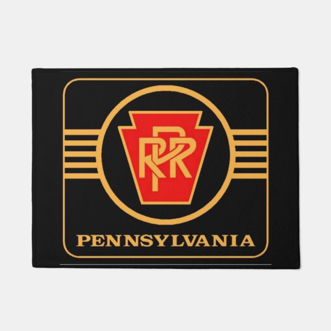 Felpudo Logo del Ferrocarril de Pensilvania, negro y oro (Anverso)