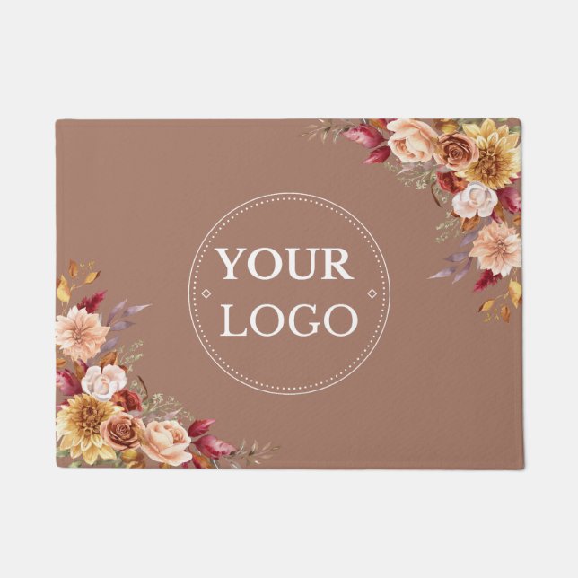 Felpudo Logotipo comercial Otoño Floral Brown Promotion (Anverso)