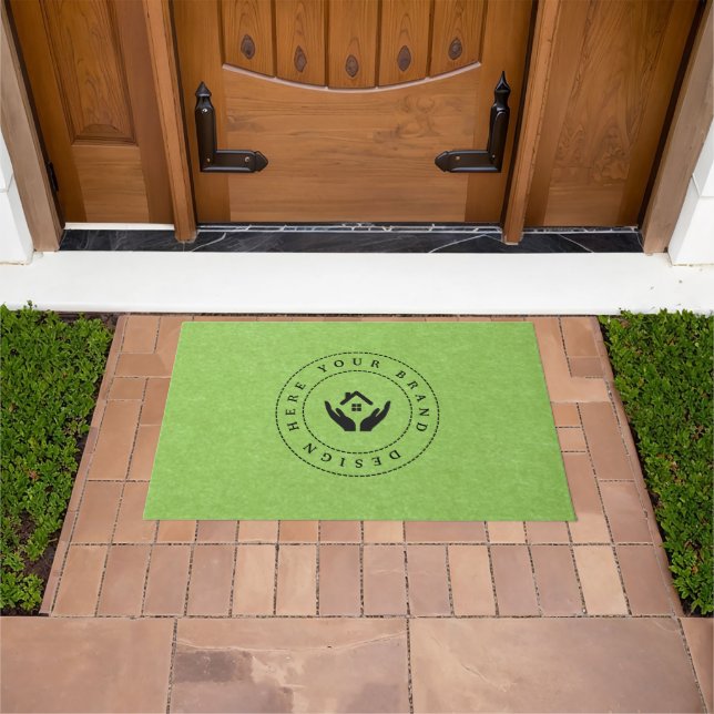 Felpudo Logotipo de negocio moderno personalizable (Exterior)