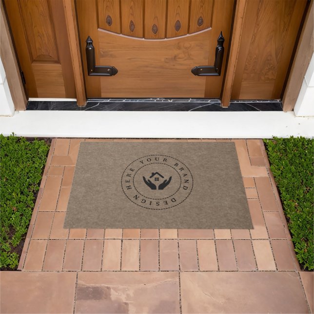 Felpudo Logotipo de negocio moderno personalizable (Exterior)