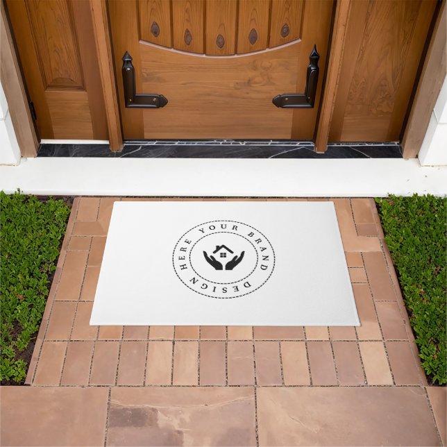 Felpudo Logotipo de negocio moderno personalizable (Exterior)