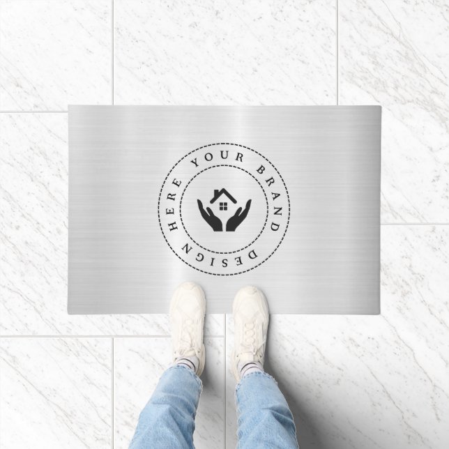 Felpudo Logotipo de negocio moderno personalizable (Interior)