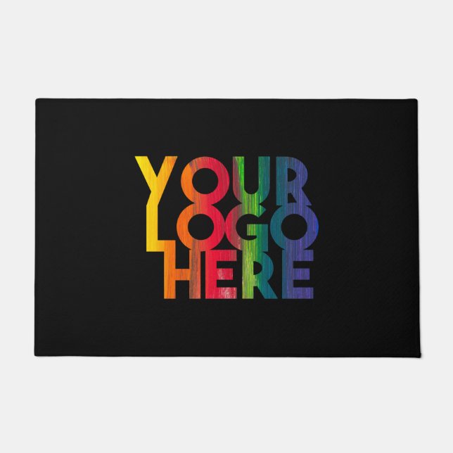 Felpudo Logotipo de negocio simple negro (Anverso)