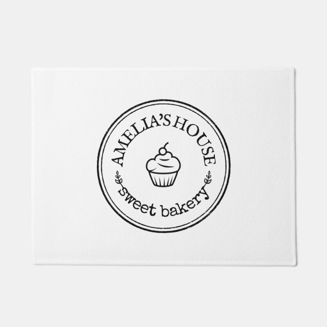Felpudo Logotipo de panadería dulce casera personalizado b (Anverso)