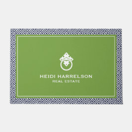 Felpudo Logotipo del apodo de puerta de época Borde azul/v