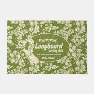 Felpudo Logotipo del longboard de surf del club y verde de