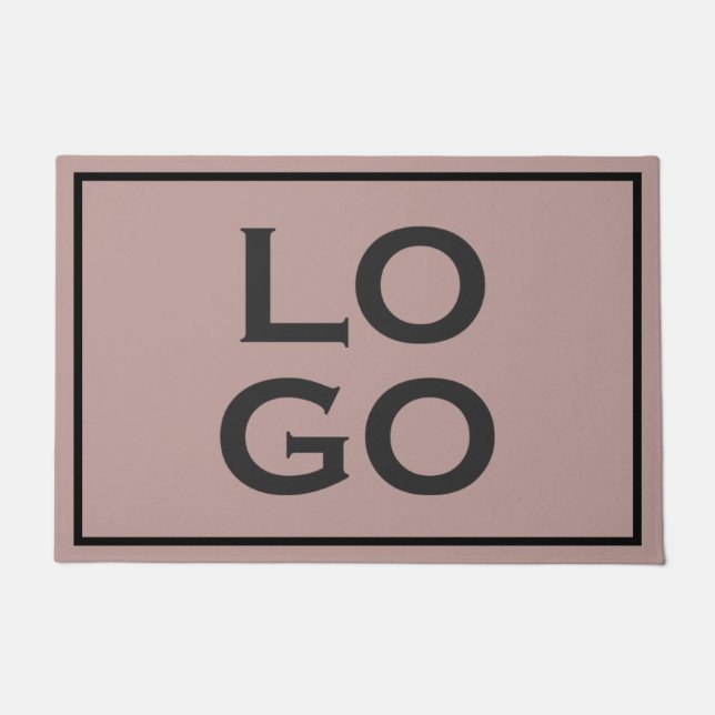 Felpudo Logotipo personalizado en rosa polvoriento con mar (Anverso)