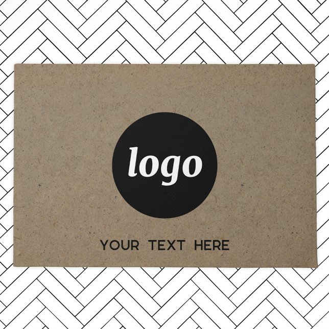 Felpudo Logotipo simple con negocio de texto (Logo and custom text promotional business doormat)