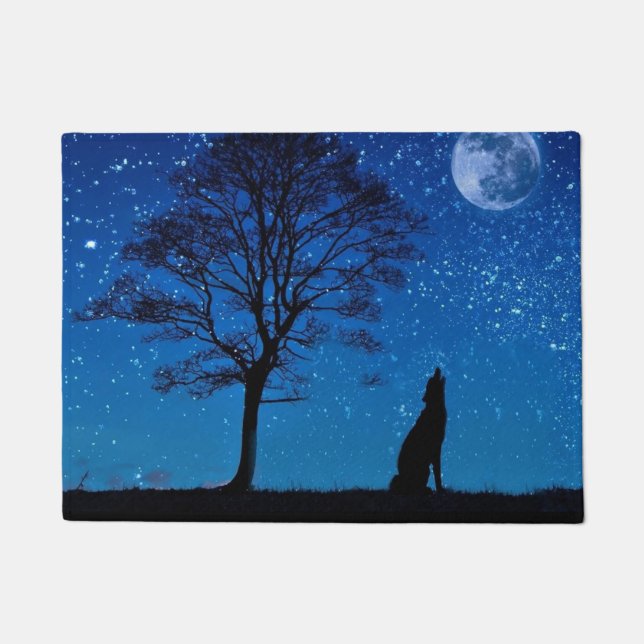 Felpudo Lonely Howling Wolf Doormat (Anverso)