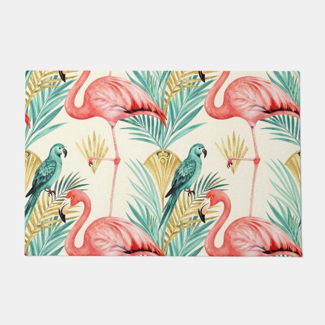 Felpudo Loro Flamenco Tropical Jungla (Anverso)