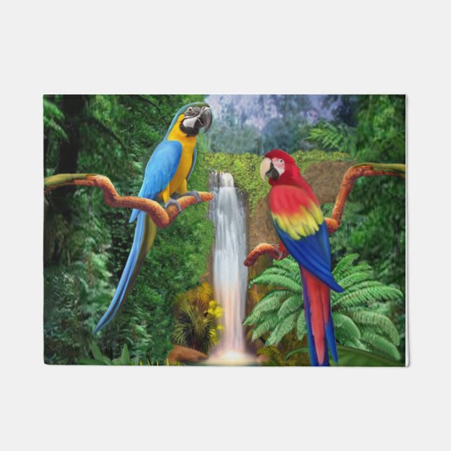 Felpudo Loros tropicales del Macaw (Anverso)