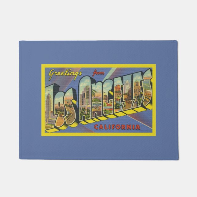 Felpudo Los Angeles Artwork California Greetings Purple (Anverso)