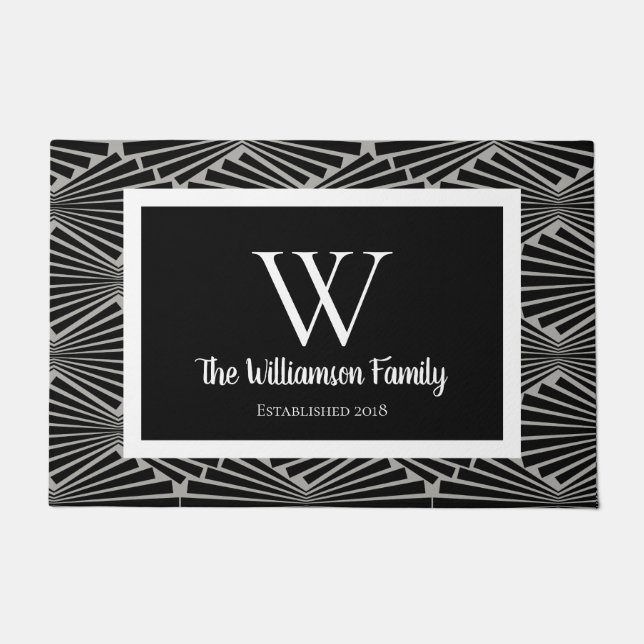 Felpudo los años 20 sofisticaron art déco negro y gris (Anverso)