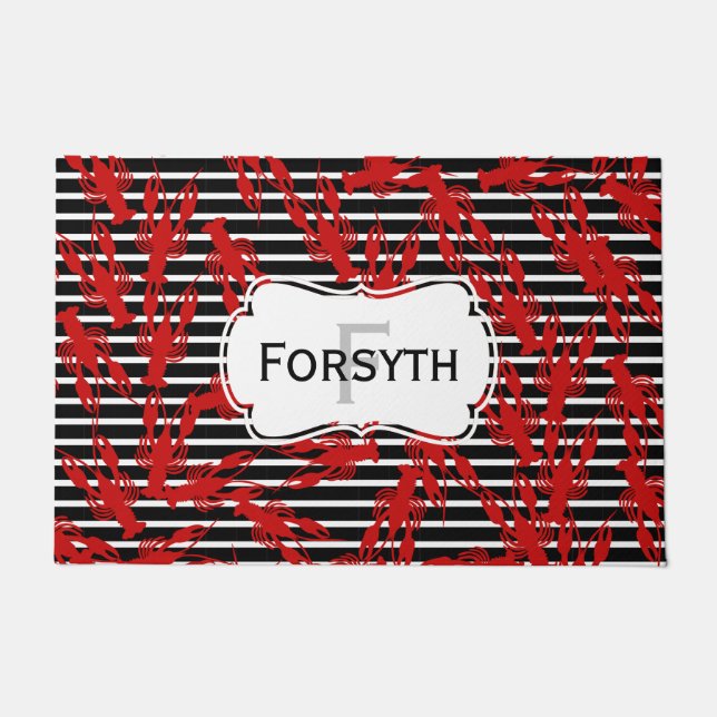 Felpudo Los cangrejos de Cajun y rayan el monograma del | (Anverso)