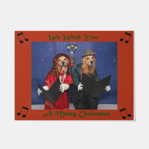 Felpudo Los Carolers del golden retriever cantan Felices