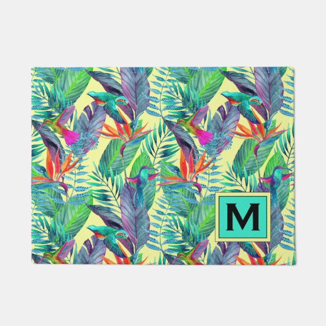 Felpudo Los colibríes de la acuarela el | añaden su (Anverso)