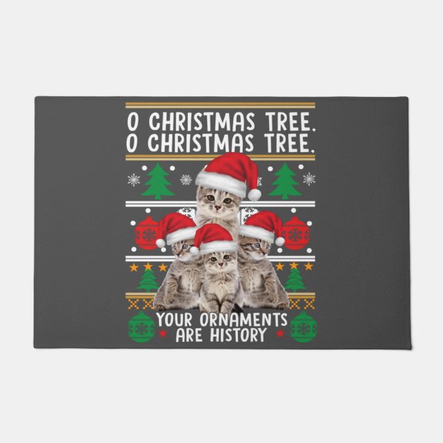 Felpudo Los gatos Navidades Shirny Ornaments Familia Pajam (Anverso)