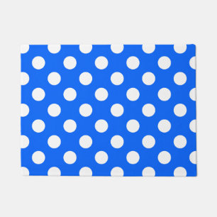 Felpudo Los puntos de polka blanco sobre el azul real