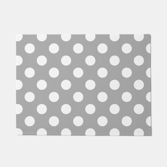 Felpudo Los puntos de polka blanco sobre gris (Anverso)