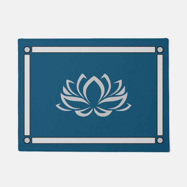 Felpudo Lotus en azul oscuro (Anverso)