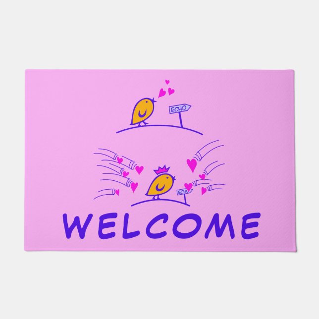 Felpudo LOVE ECHO - Aves cómicas Tweetlercools 3 (Anverso)