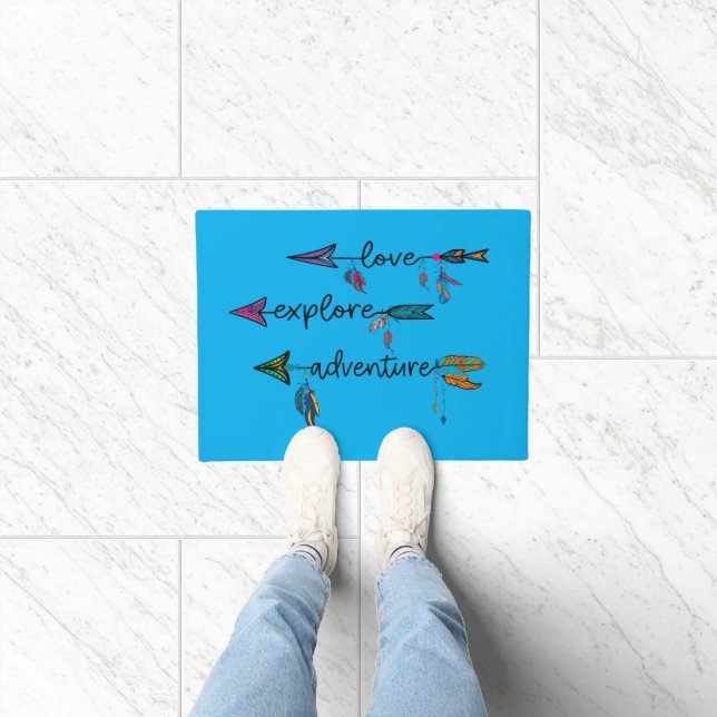 Felpudo Love Explore Adventure Arrow Tribal Boho Design (Interior)