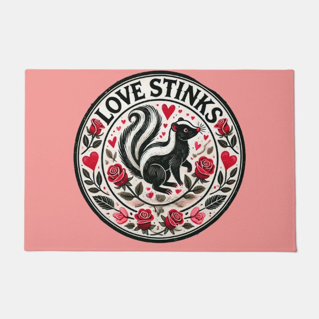 Felpudo Love Stinks Skunks El día de San Valentín (Anverso)