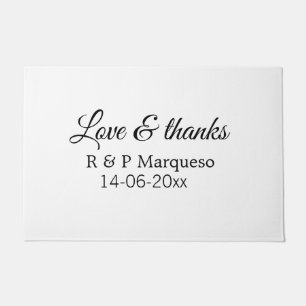 Felpudo Love & thanks add couple name wedding add date yea