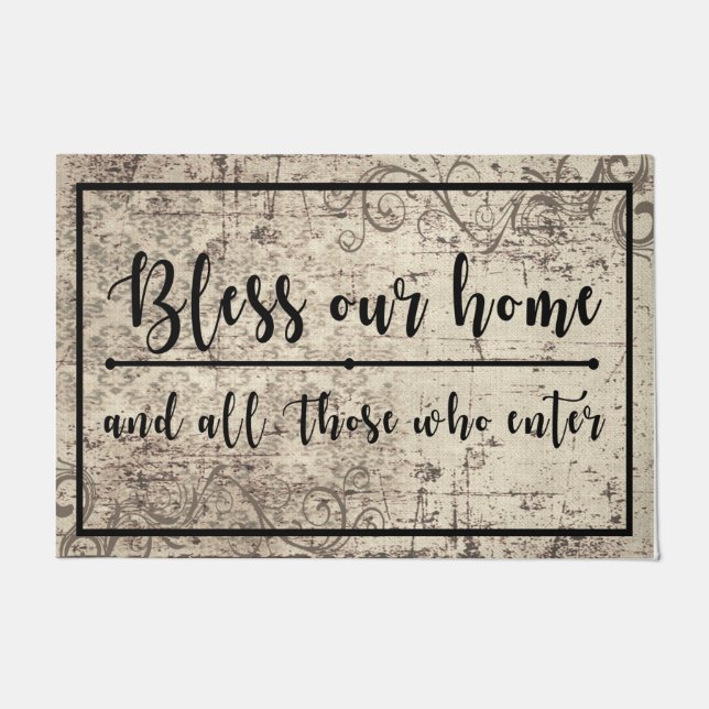 Felpudo Lovely Quotes Mat, Bless this Home Rug  (Anverso)