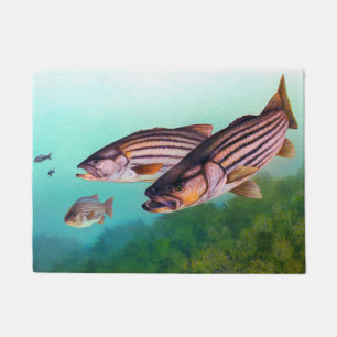 Felpudo Lubina rayada de los pescados de la natación