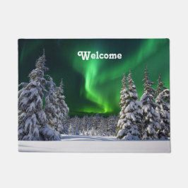 Felpudo Luces boreales durante el invierno