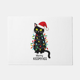 Felpudo Luces de Navidad Divertidas Gato Feliz Besa mi Tra