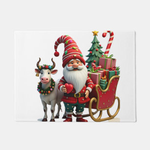 Felpudo Luces de Navidad Gnome Santa Claus Montando Trineo