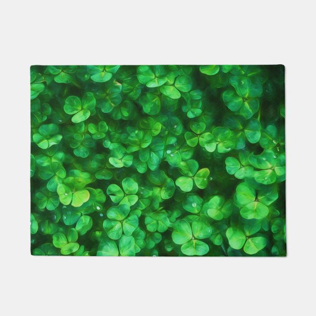 Felpudo Lucky Celtic Irish Green Shamrock (Anverso)