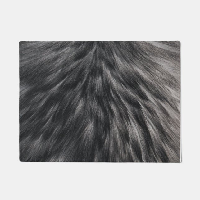 Felpudo Lujo Faux Fur Print Black Gray Mink Animal Hair  (Anverso)