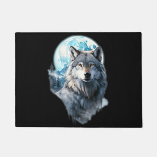 Felpudo Luna del Lobo Gráfico Aullando ,Bajo Noche de Luna
