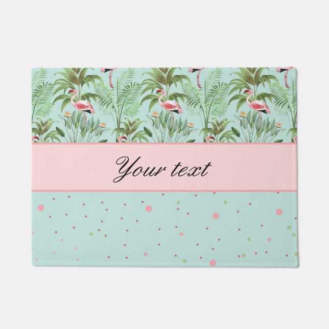 Felpudo Lunares rosados de los flamencos (Anverso)